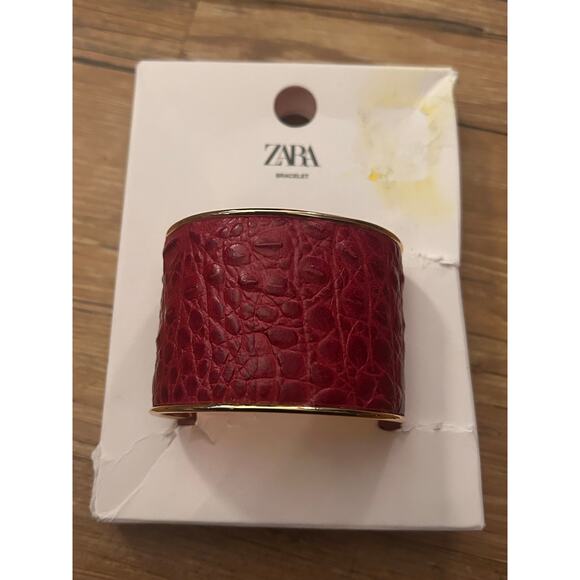 Nwt- Zara METALLIC LEATHER BRACELET - Picture 4 of 6